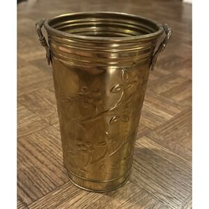Vintage‎ Hosley Brass French Bucket Planter Floral Embossed 8"